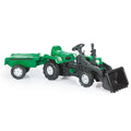 Dolu Trettraktor mit Anhänger, Frontlader, Hupe, grün und schwarz