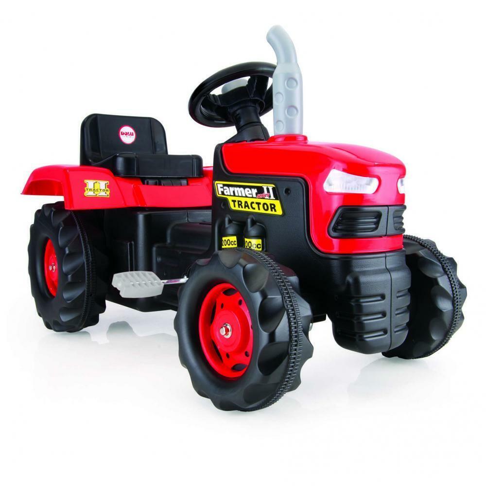 Dolu traptractor met claxon rood zwart