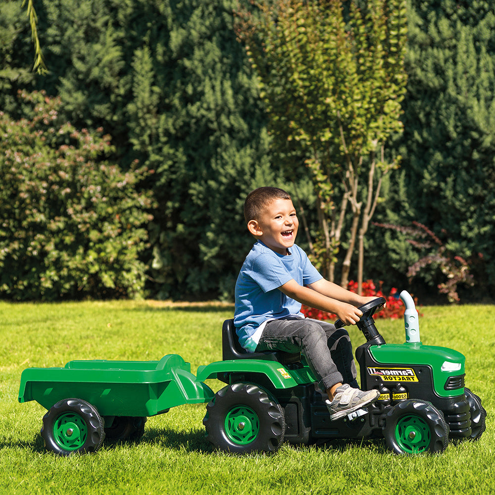 Dolu Trettraktor mit Anhängerhupe, grün-schwarz