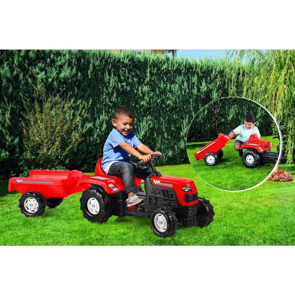 Dolu Trettraktor mit Anhängerhupe, rot-schwarz