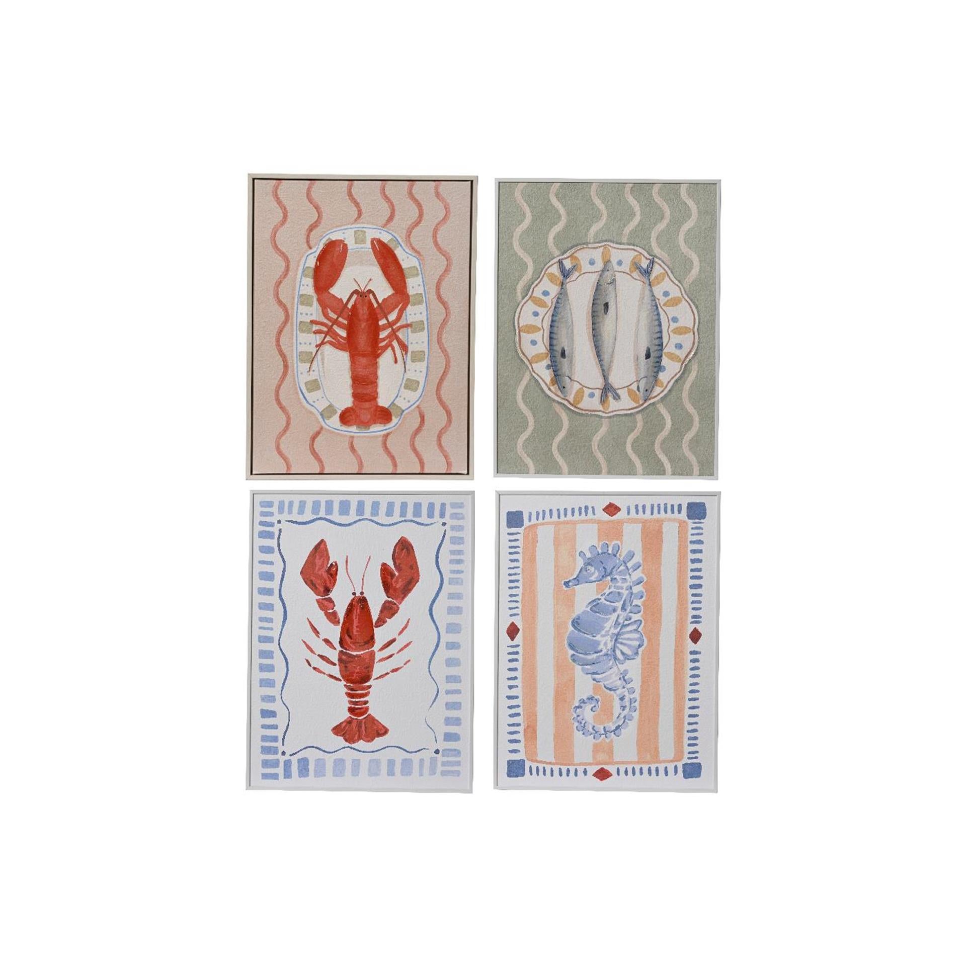 Decoris muurdeco canvas zeedieren 30x1,5x40cm
