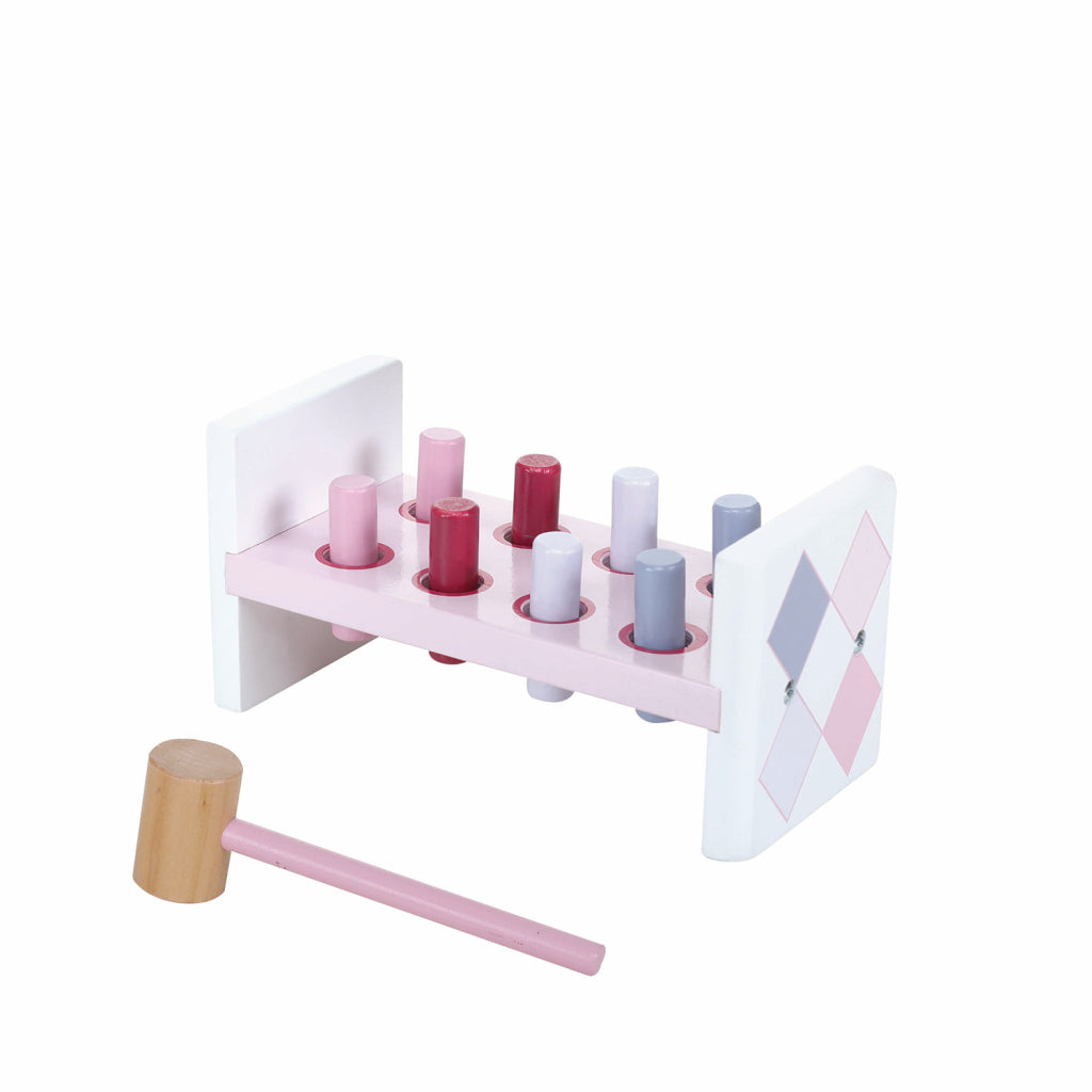Jipy Hammerbank aus Holz + 8 Stifte rosa