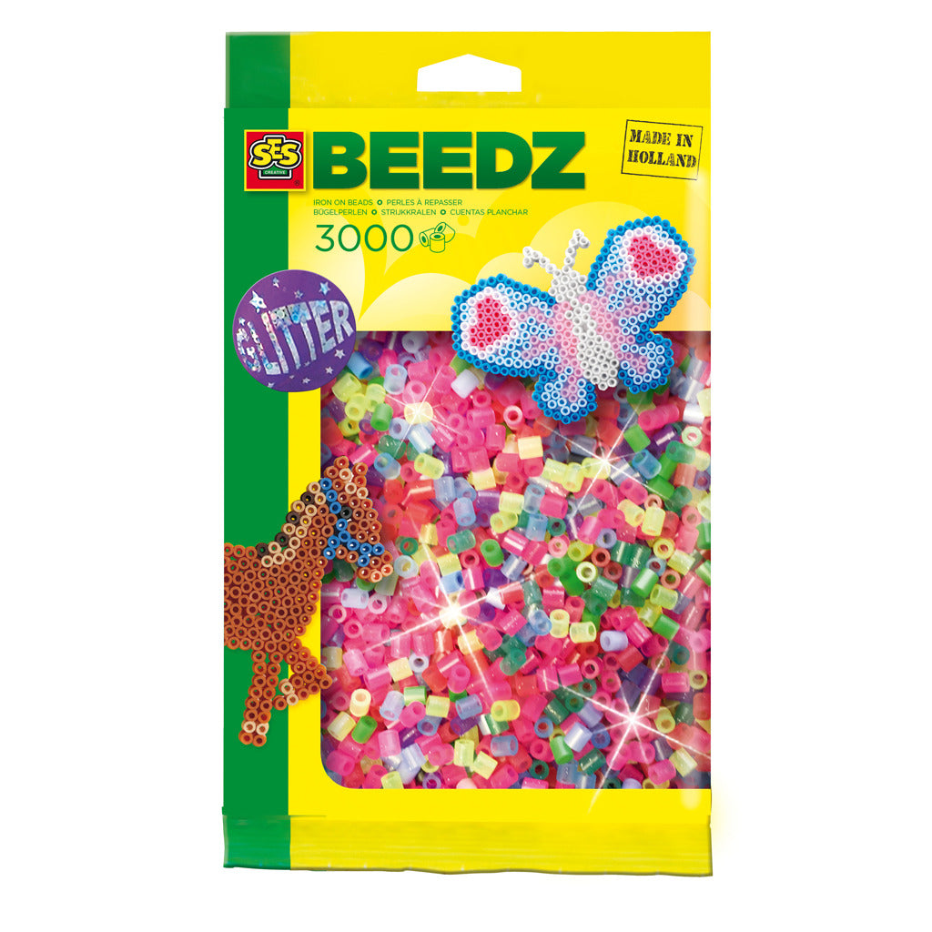Ses creative ses strijkkralen - glitter, 3000st.
