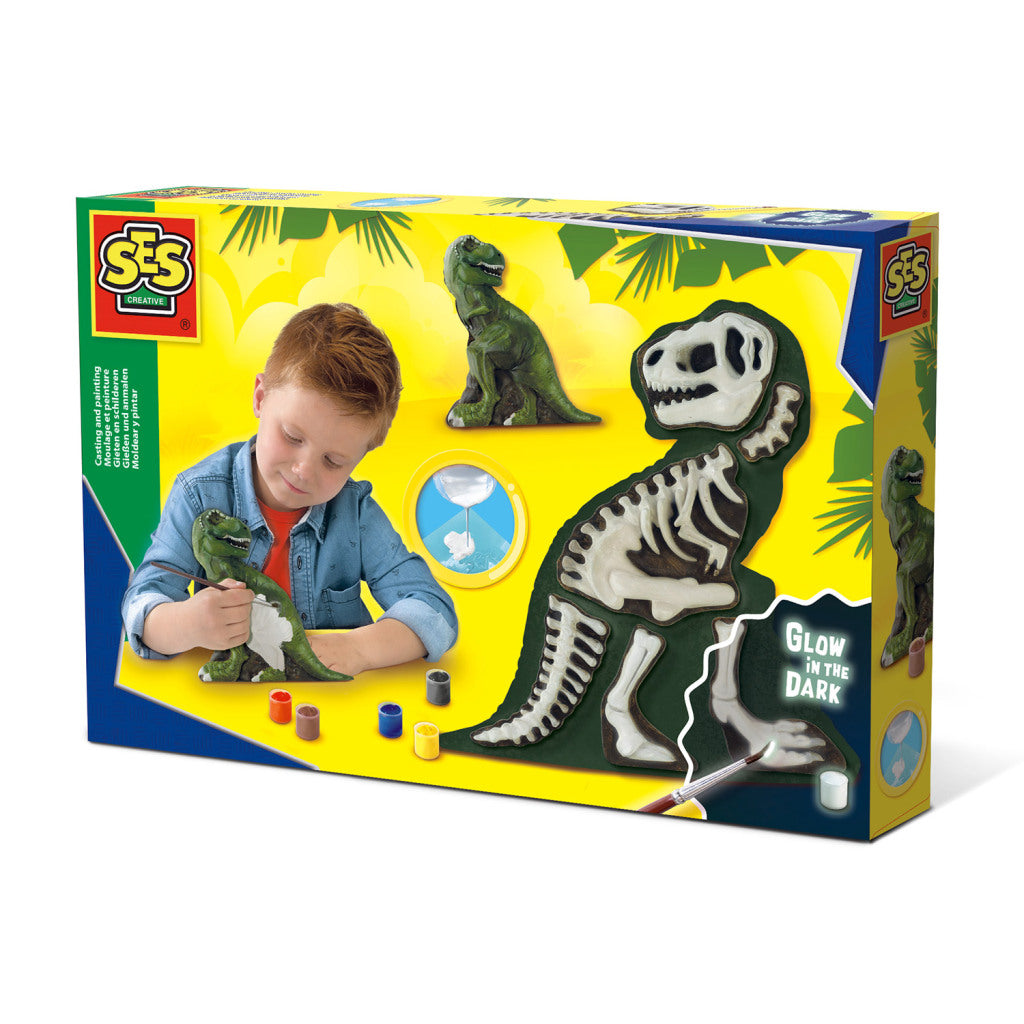 Ses gieten en schilderen - glow in the dark dino skelet