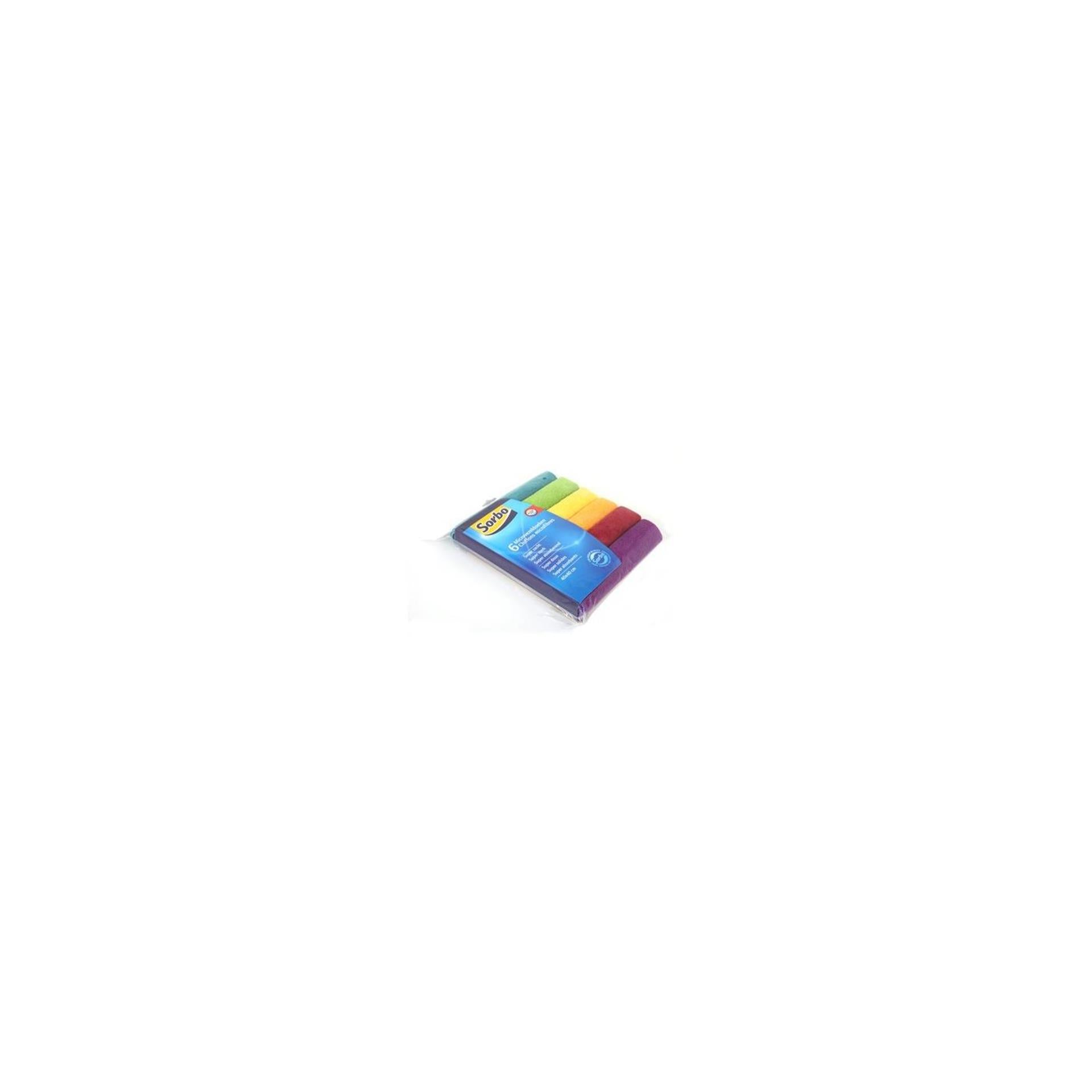 Sorbo microvezeldoeken - 6 stuks - 40x40 cm - multicolor - schoonmaakdoeken - streeploze reiniging
