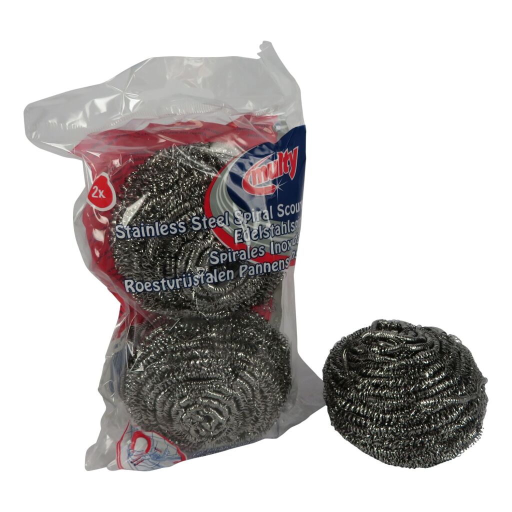 Mehrzweck-Pfannenschwamm aus Edelstahl, 2 Stück