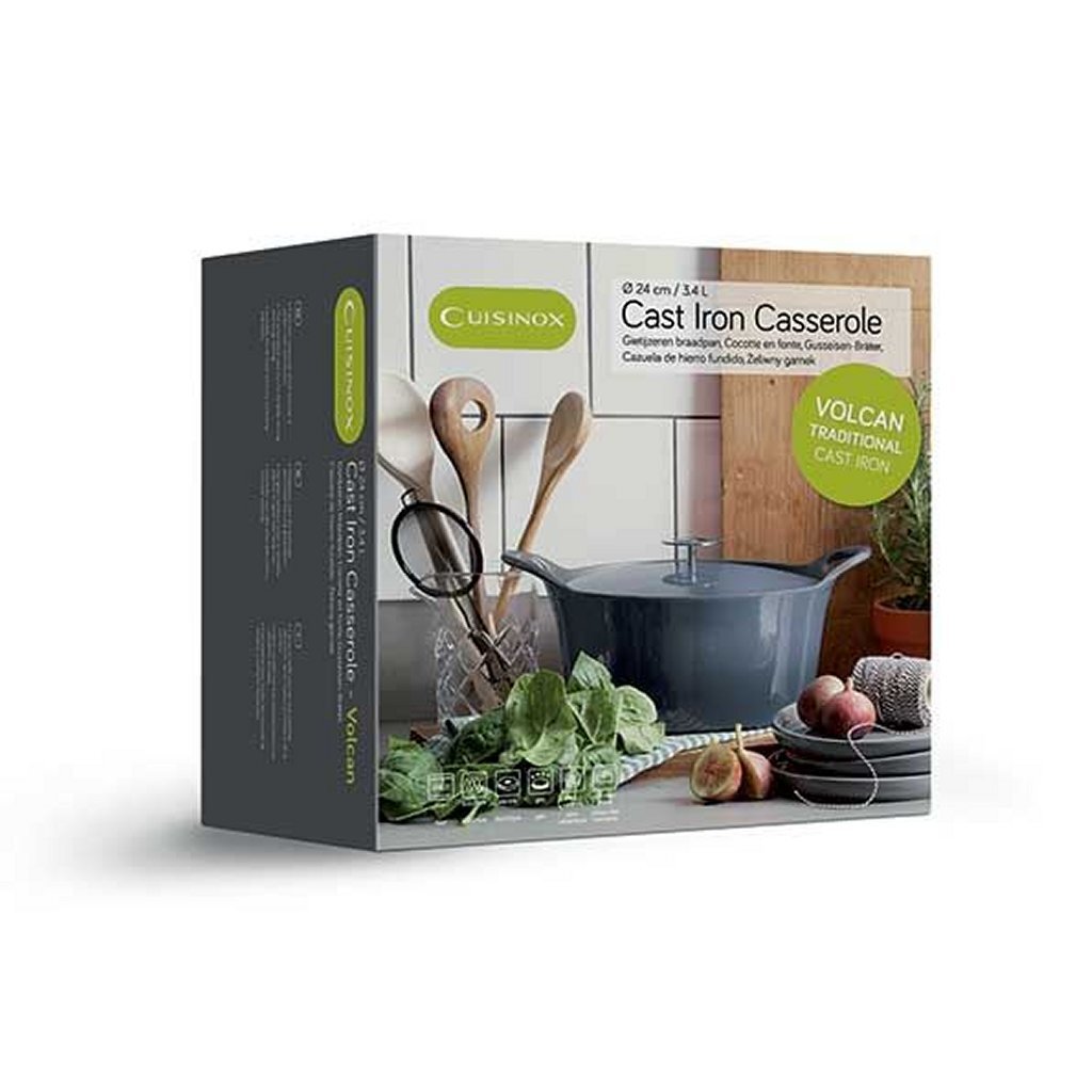 Cuisinox Volcan Gusseisenpfanne 24 cm 3,4 l denimblau emailliert