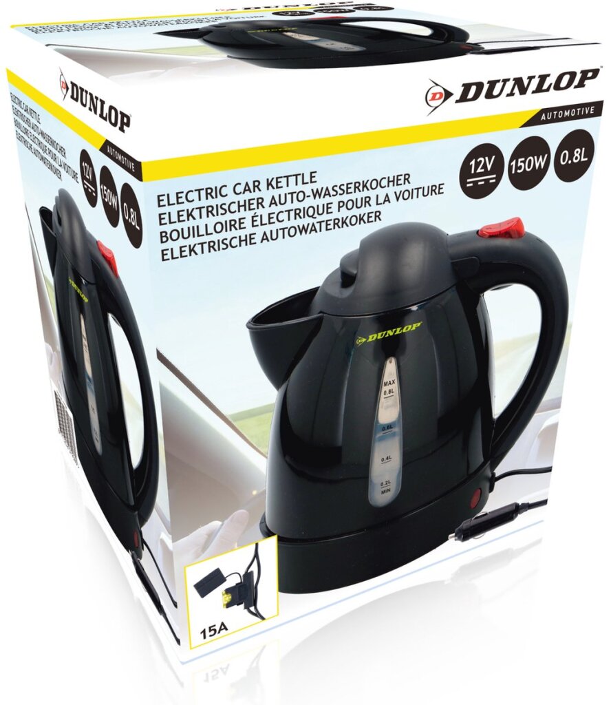 Dunlop Camping Wasserkocher, schwarzer 12-V-Stecker
