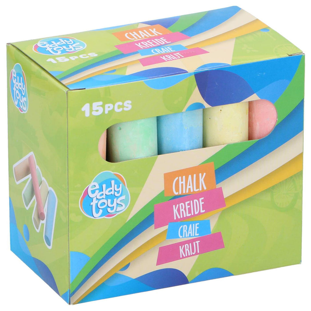 Eddy toys stoepkrijt 15-delig 10,5x2,5x2,2cm