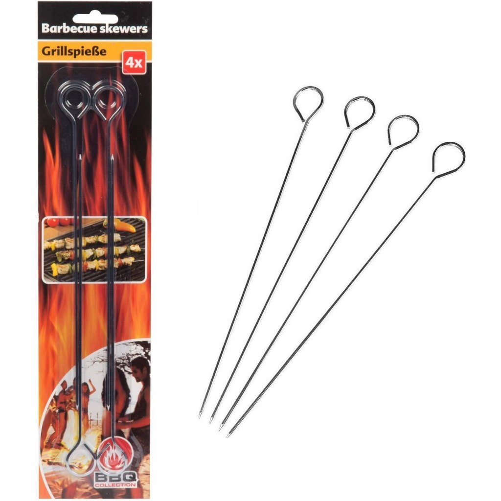 Bbq collection barbecuespies 24 cm 4 stuks rvs