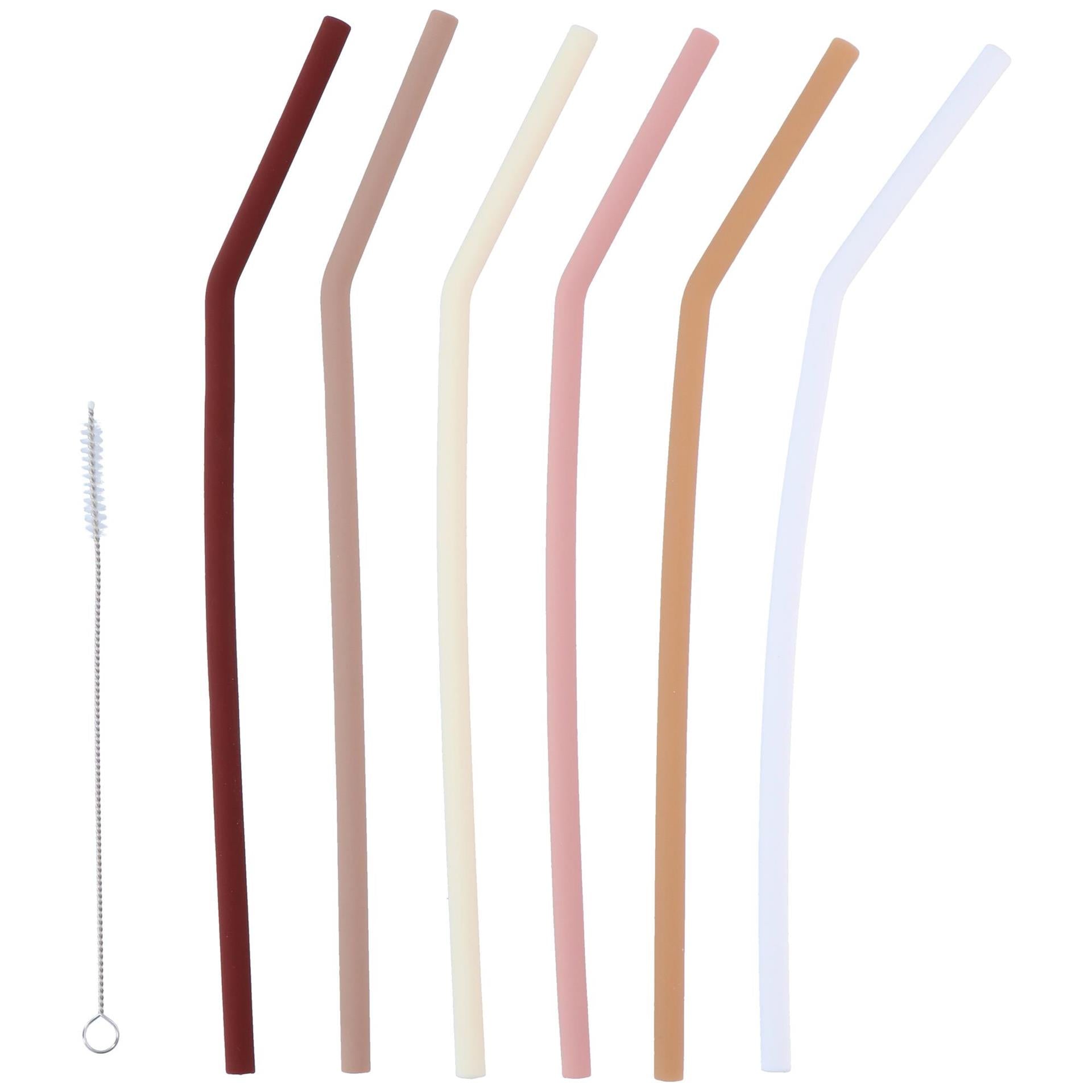 Alpina drinkrietjesset silicone - 6 rietjes 28cm met borsteltje