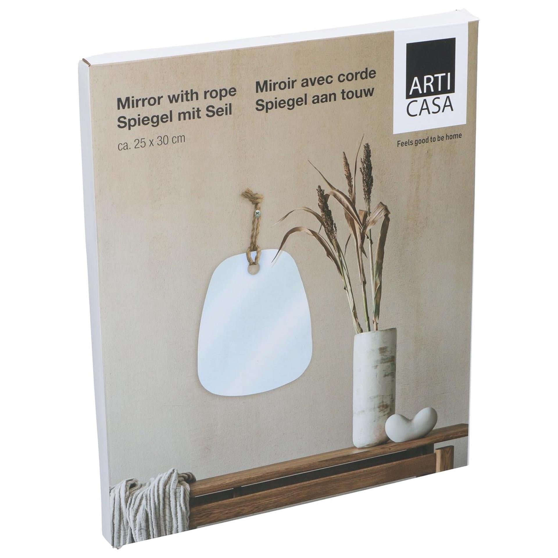 Articasa wandspiegel met touw 30x25cm
