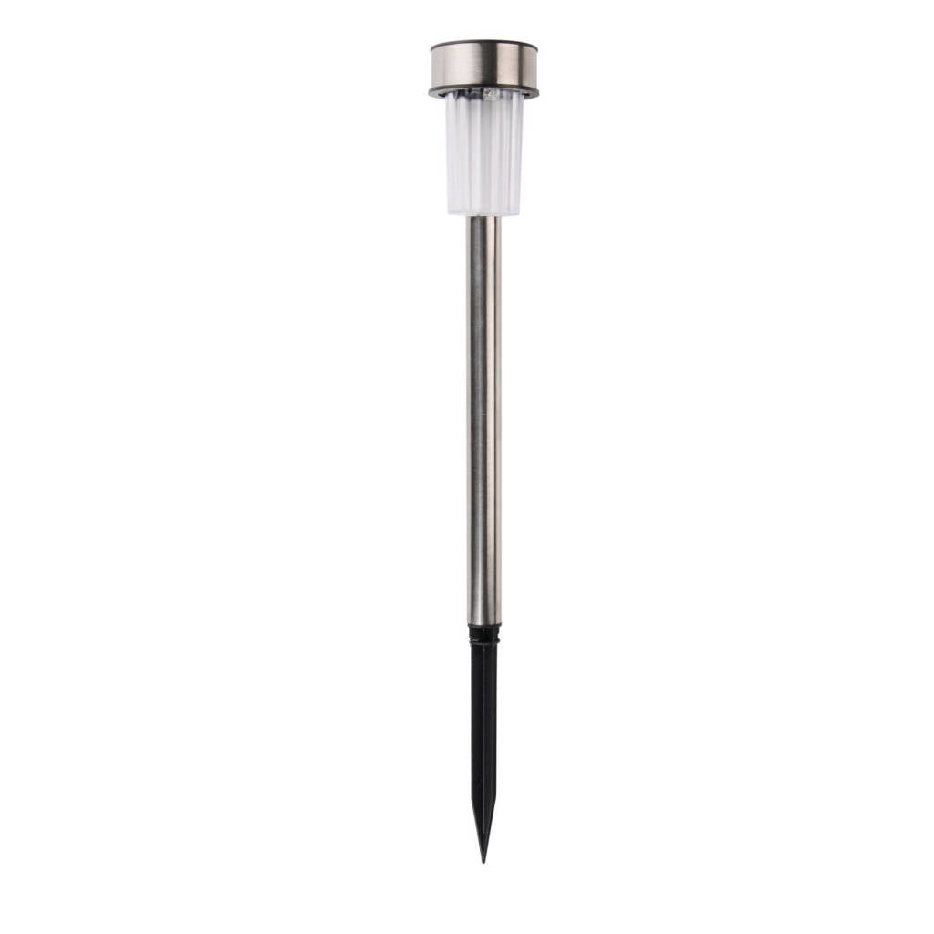 Grundig Gartenfackeln, 10 Stück, solarbetrieben, weißes Licht, IP44 wasserdicht, Akkulaufzeit 6-8 Stunden, 4,8 x 36,5 cm, Edelstahl