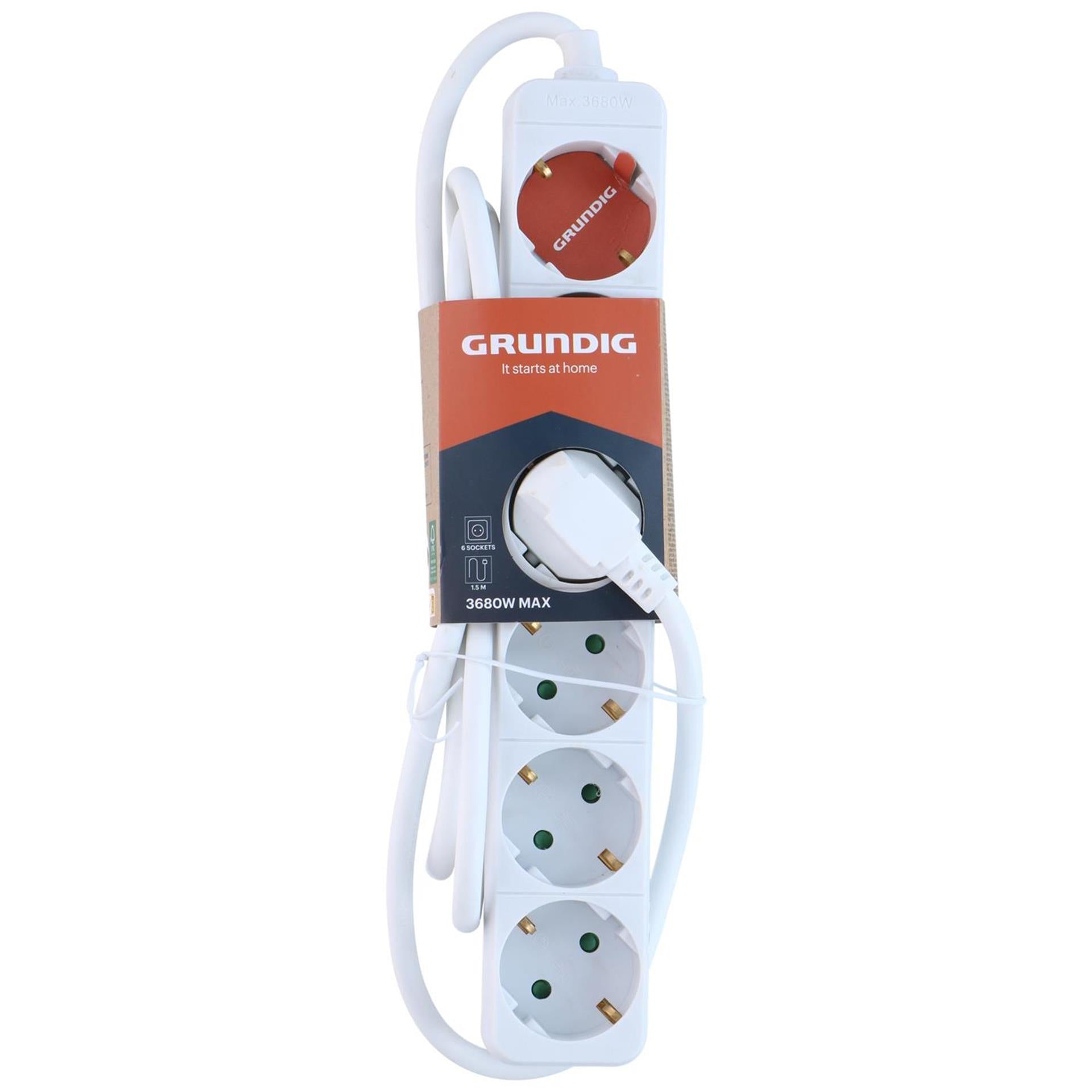Grundig stekkerdoos wit 6-voudig 1,5m