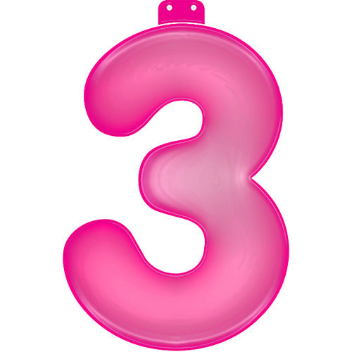 Einfache aufblasbare Zahl 3, rosa, 35 cm