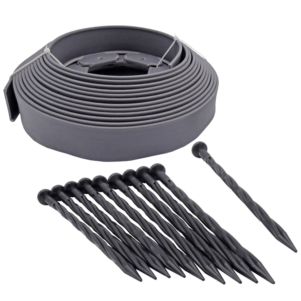Naturbeet-Set h5 cm x 10 m mit Erdnägeln grau