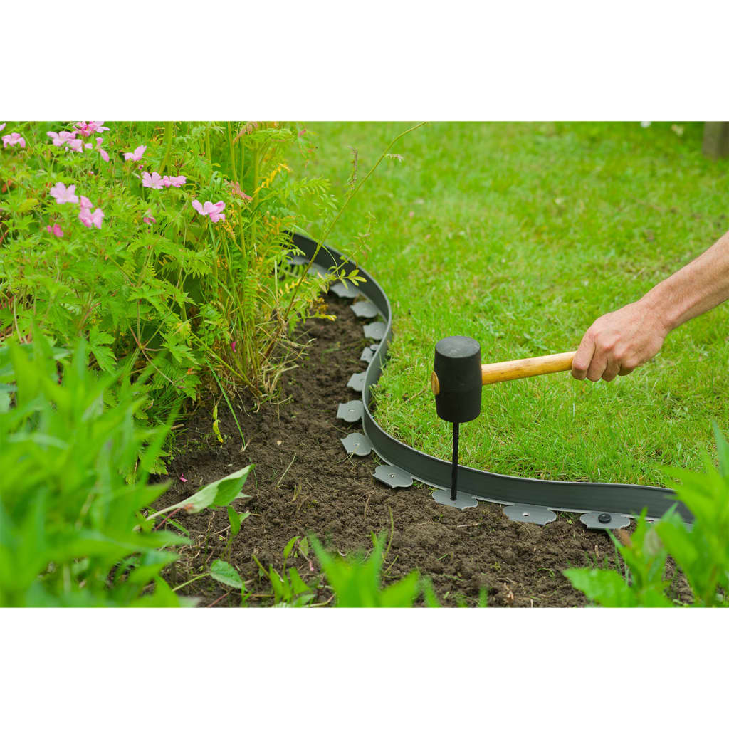 Naturbeet-Set h5 cm x 10 m mit Erdnägeln grau
