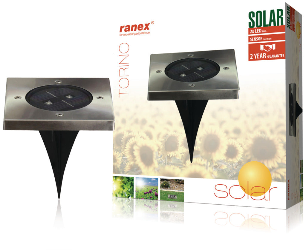 Ranex ra-5000406 LED-Solar-Bodeneinbaustrahler aus Edelstahl