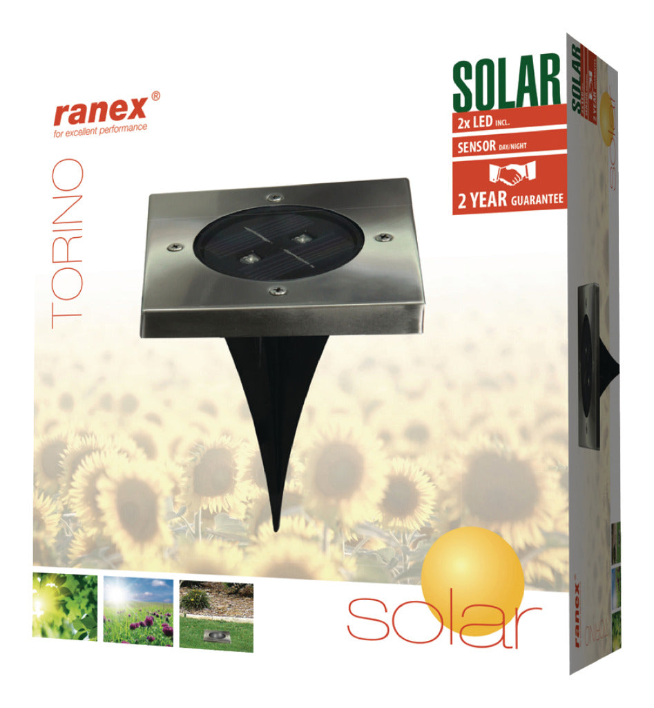 Ranex ra-5000406 LED-Solar-Bodeneinbaustrahler aus Edelstahl