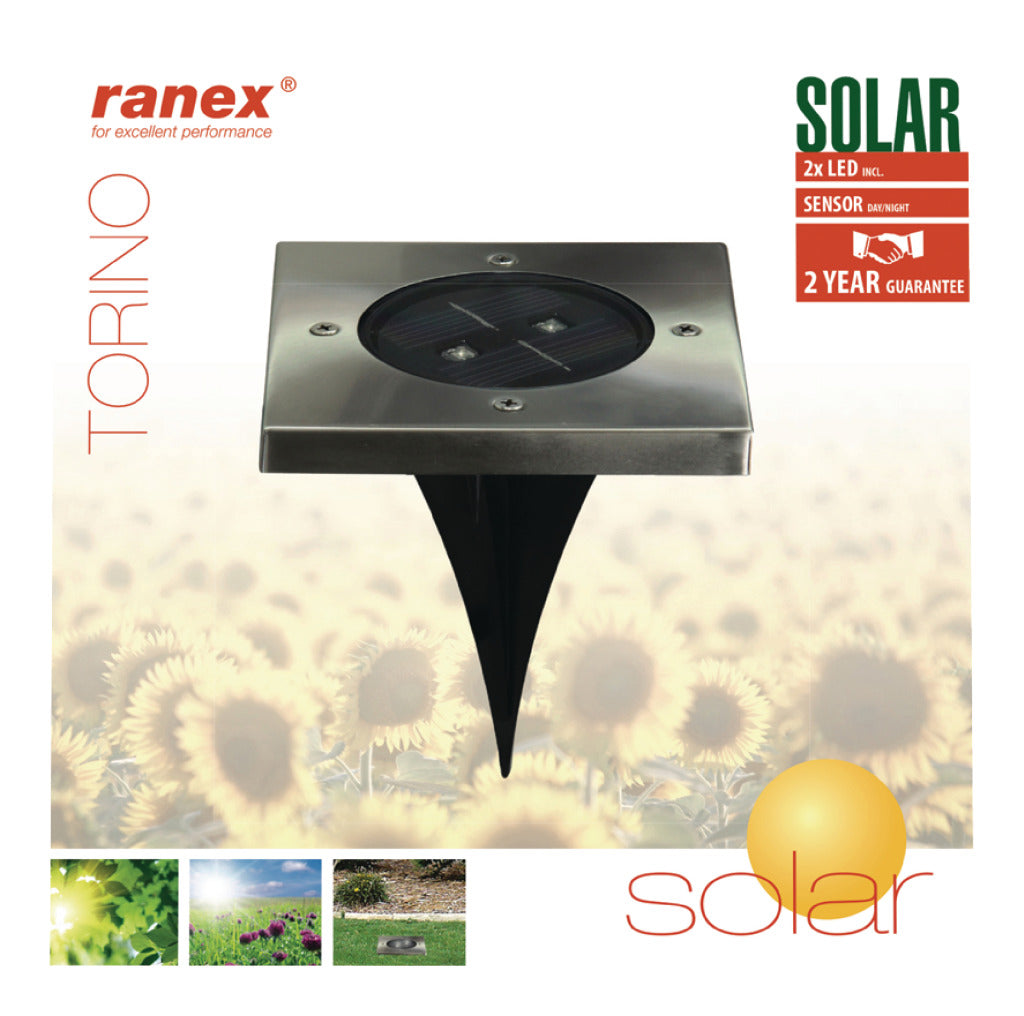 Ranex ra-5000406 LED-Solar-Bodeneinbaustrahler aus Edelstahl