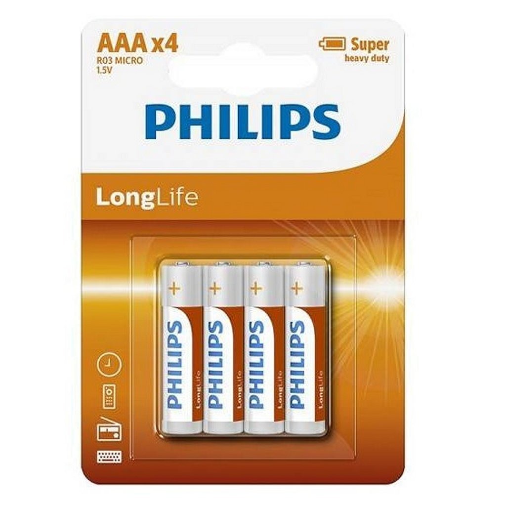 Philips R03 Longlife AAA-Batterie, 4 Stück