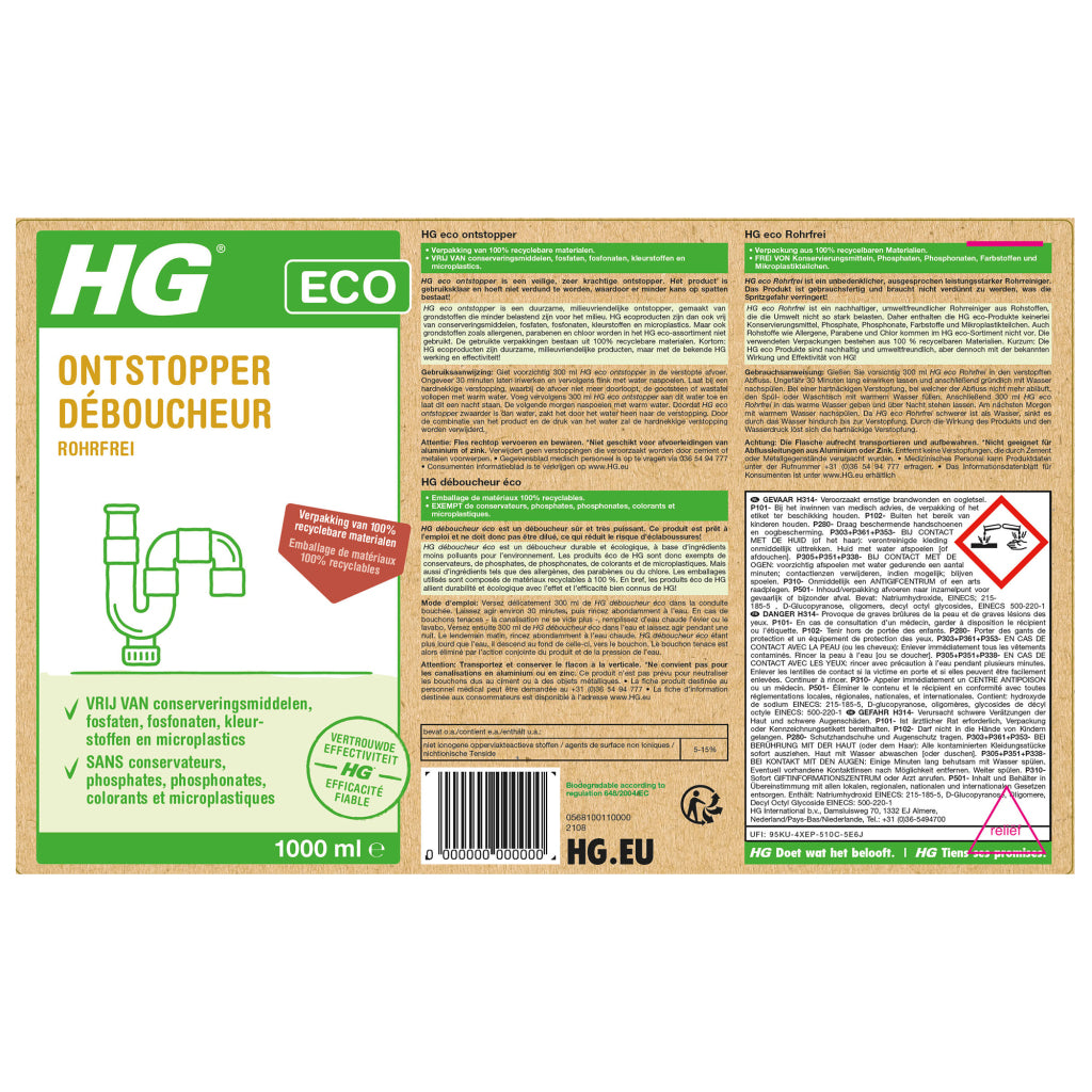HG Eco Verstopfungsentferner 1000 ml
