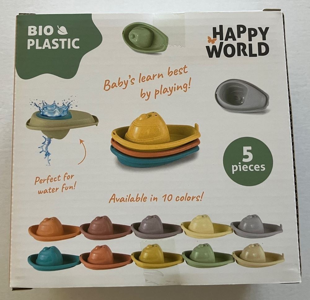 Johntoy Happy World Badeboote aus Biokunststoff, 5 Stück