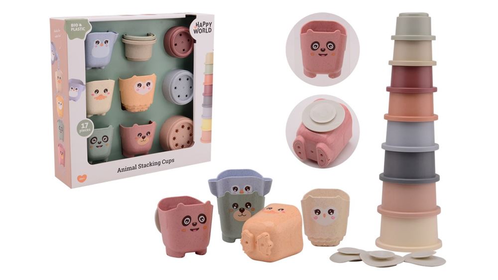 Johntoy Happy World Bio-Stapeleimer und Badebecher