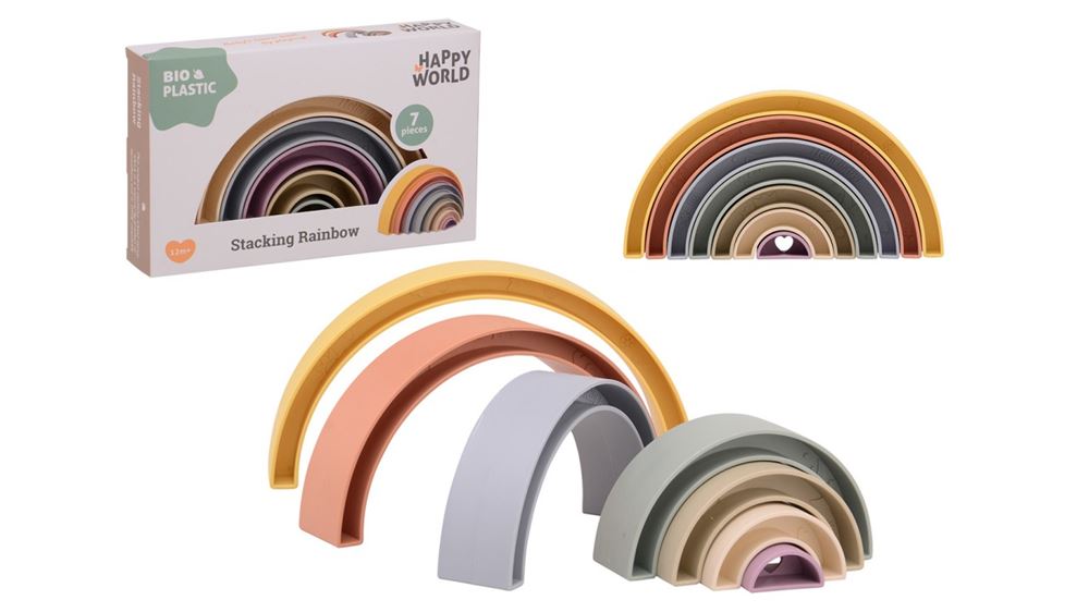 Johntoy Happy World Bio-Kunststoff-Stapel-Regenbogen