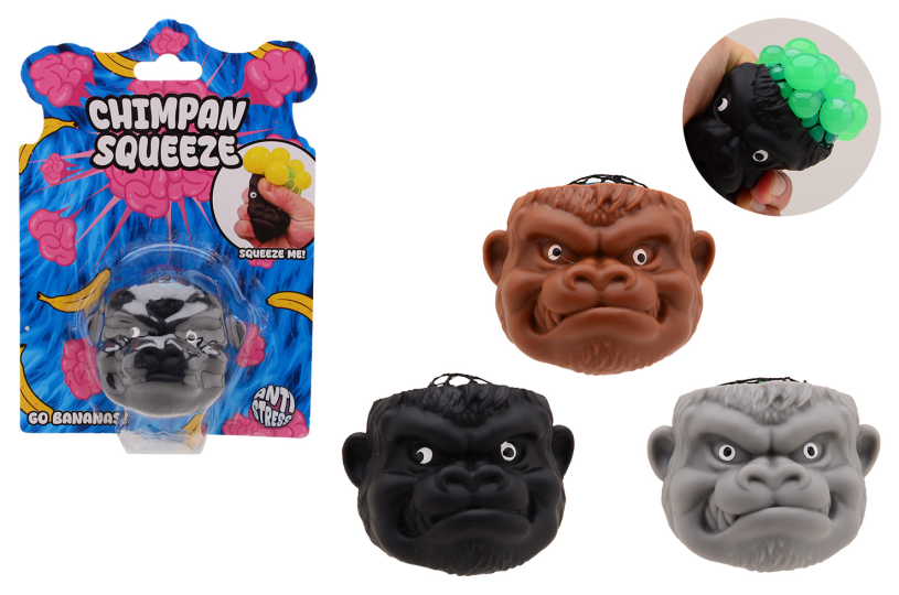 Johntoy chimpansqueez hersenen op kaart 3 assorti
