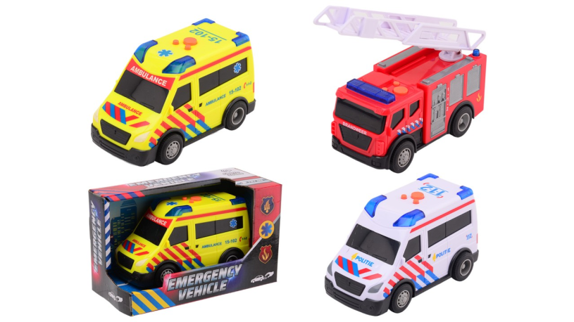 Johntoy hulpvoertuigen met licht en geluid 3 assorti