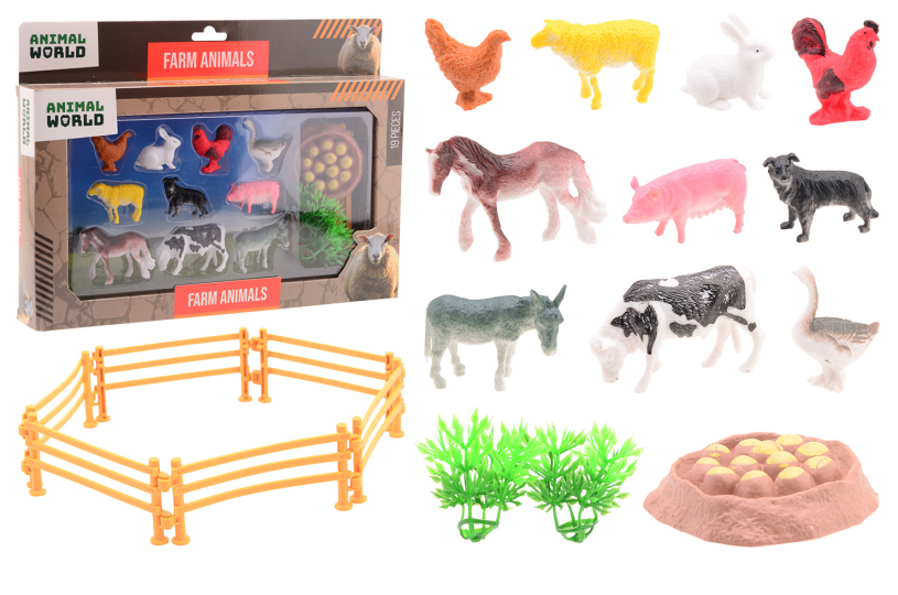 Johntoy boerderij speelset dieren speelgoed 19-delig kunststof.