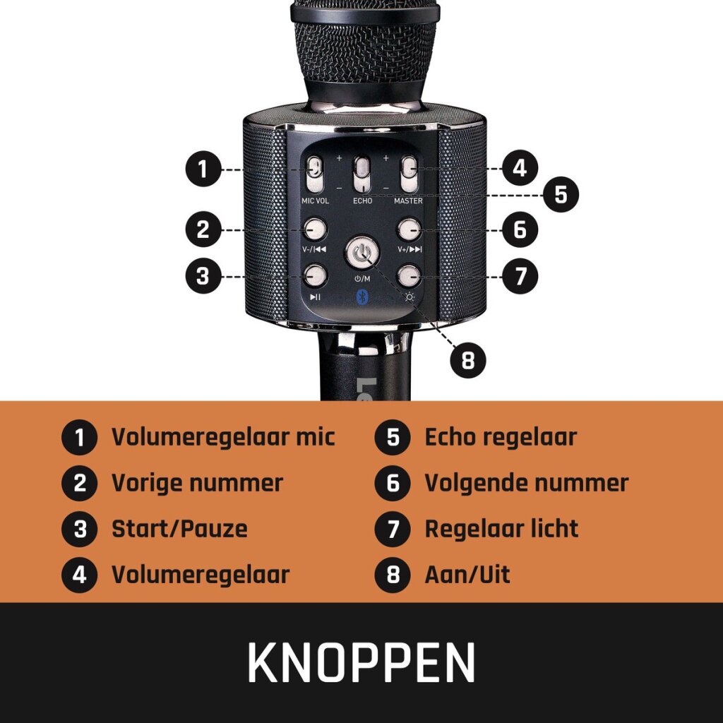 Lenco BMC-090BK Bluetooth-Karaoke-Mikrofon mit Lautsprecher und Audio