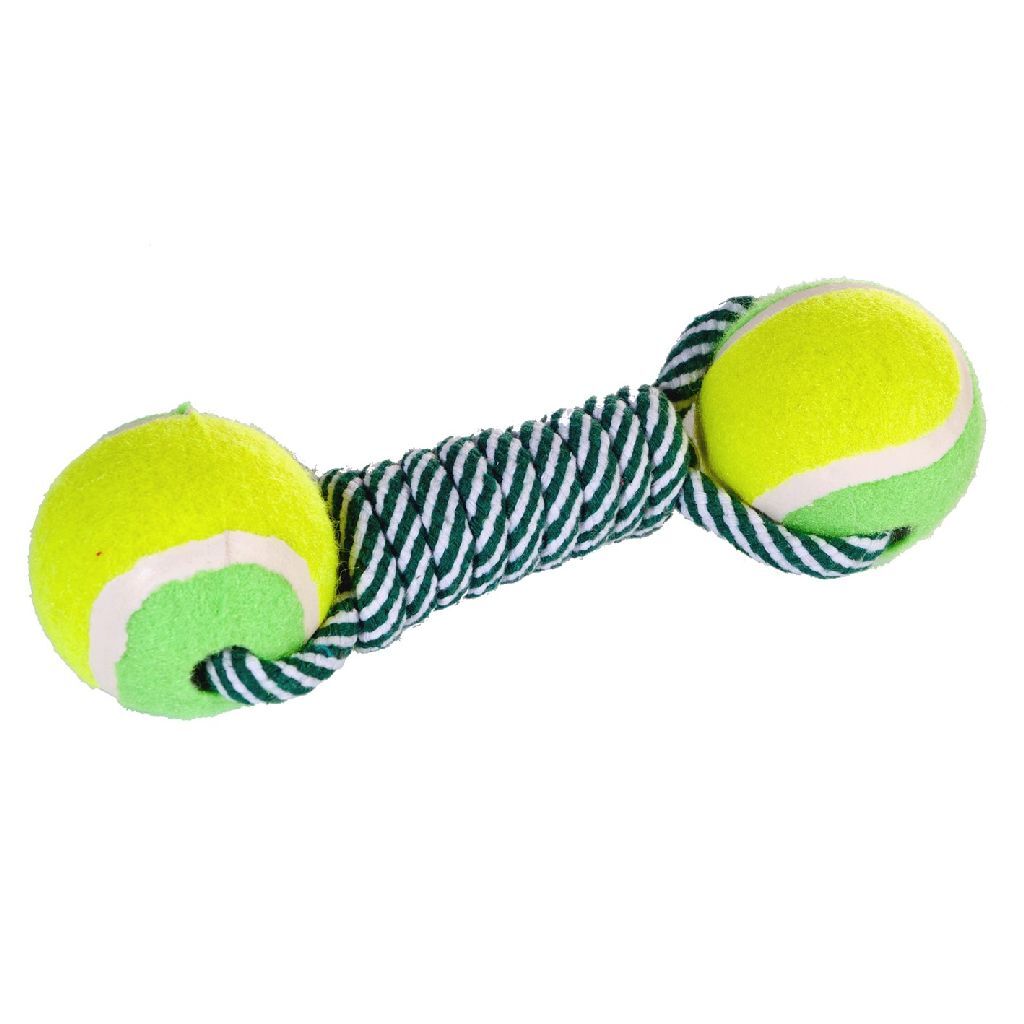 Einfaches Hundeseil mit 2 Bällen, 22 cm