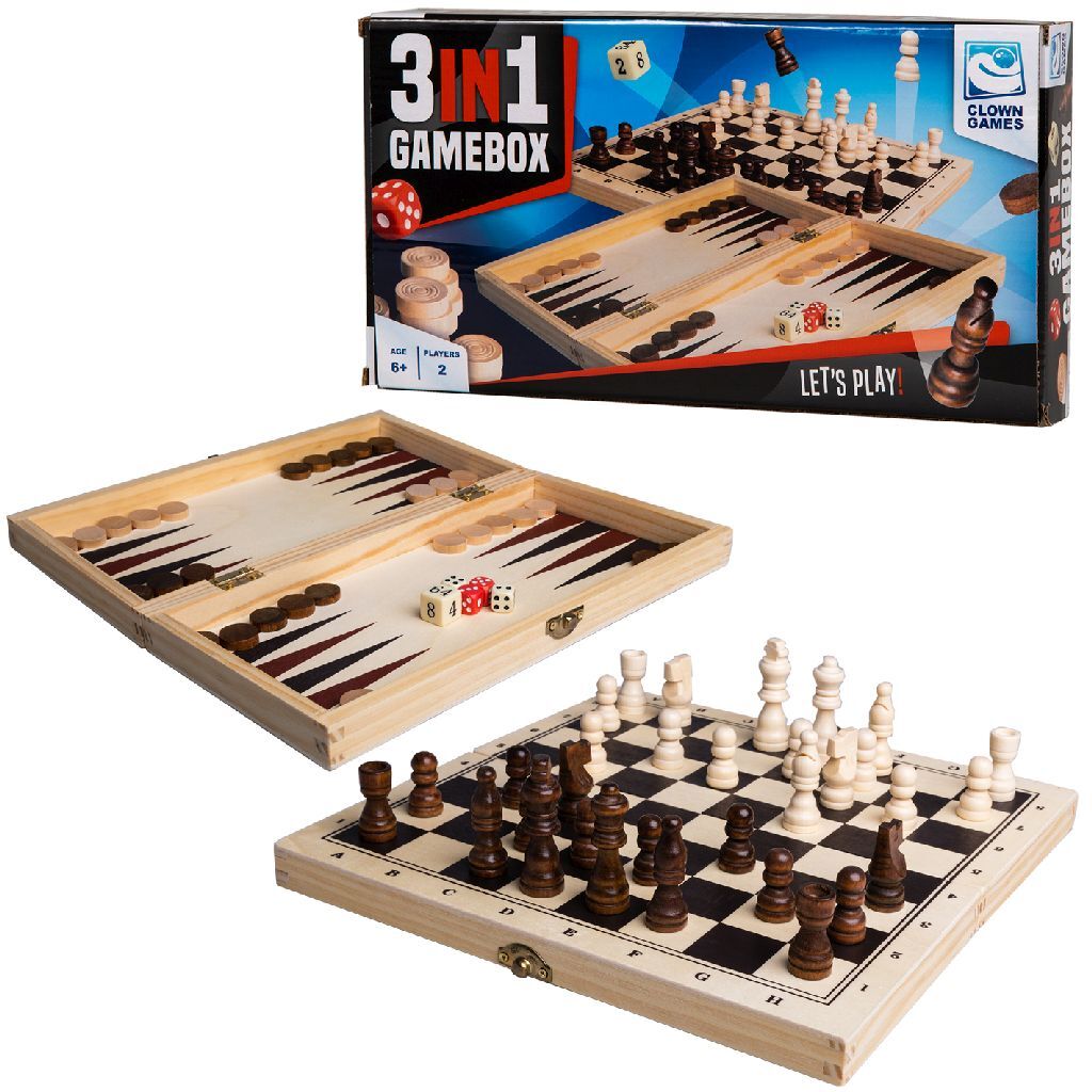 Clown games 3in1 spellendoos hout