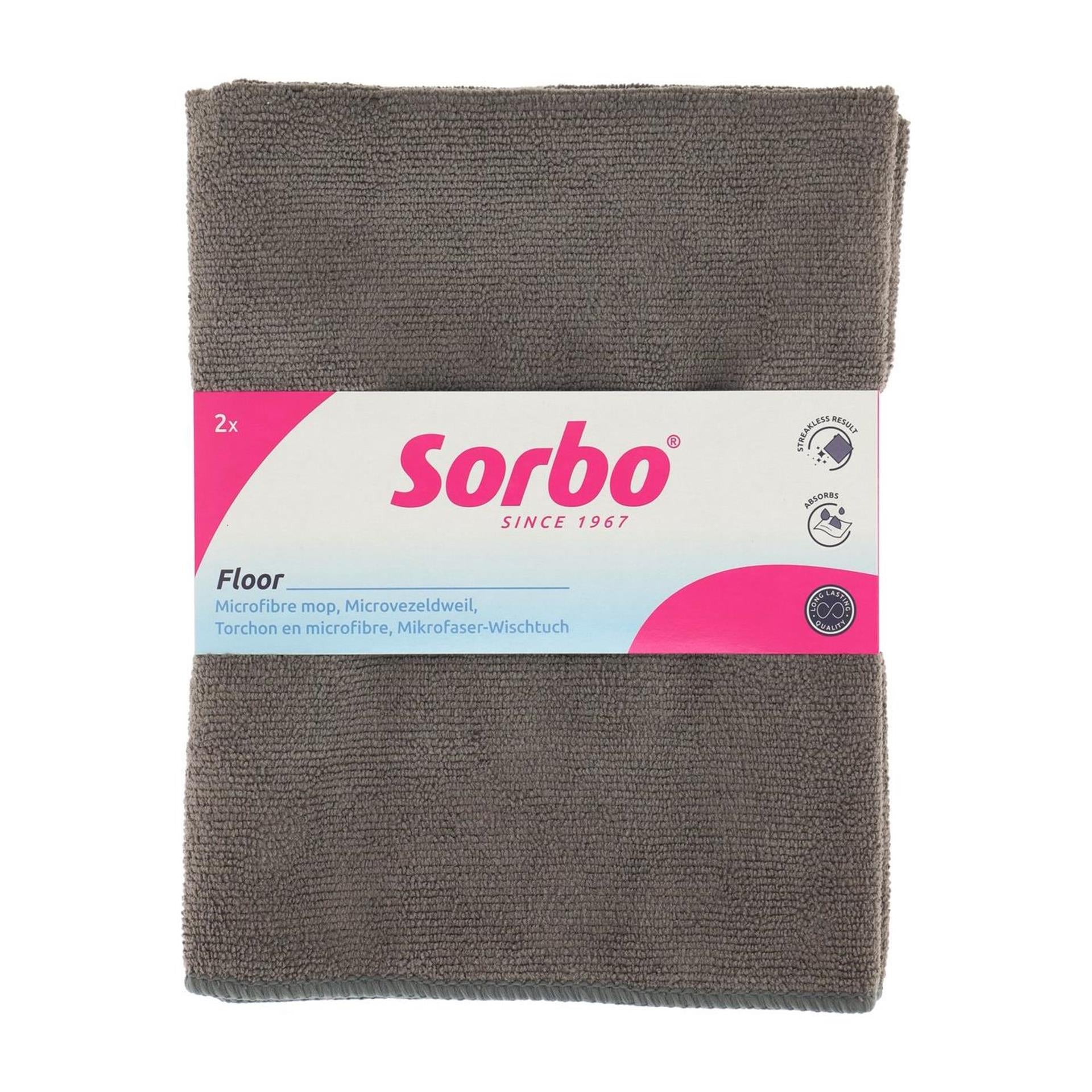 Sorbo microvezeldweilen - 2 stuks 50x60 cm - microvezeldweil voor streeploos dweilen en schoonmaken