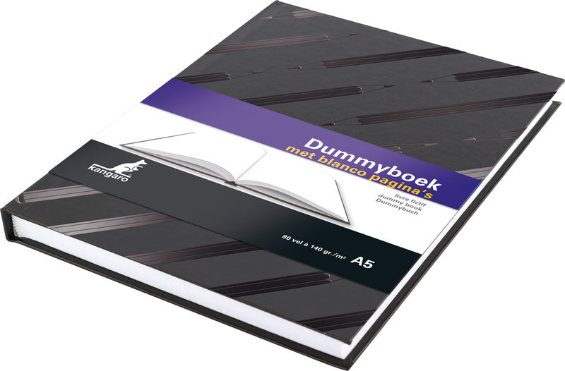Kangaro K-5585 Dummy-Buch A5, leer, Hardcover, 80 Seiten, 140 g, schwarzes Design