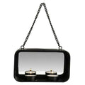 Gusta wand theelichthouder + spiegel 18x10x6.5 cm metaal zwart