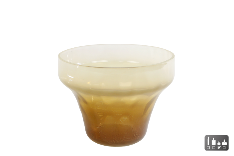 Theelichth eline s bruin crme glas 10x10x7,5cm
