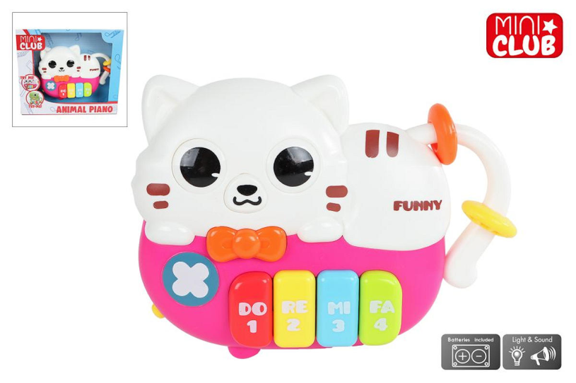 Mini club dierenpiano poes met licht en geluid, 15cm
