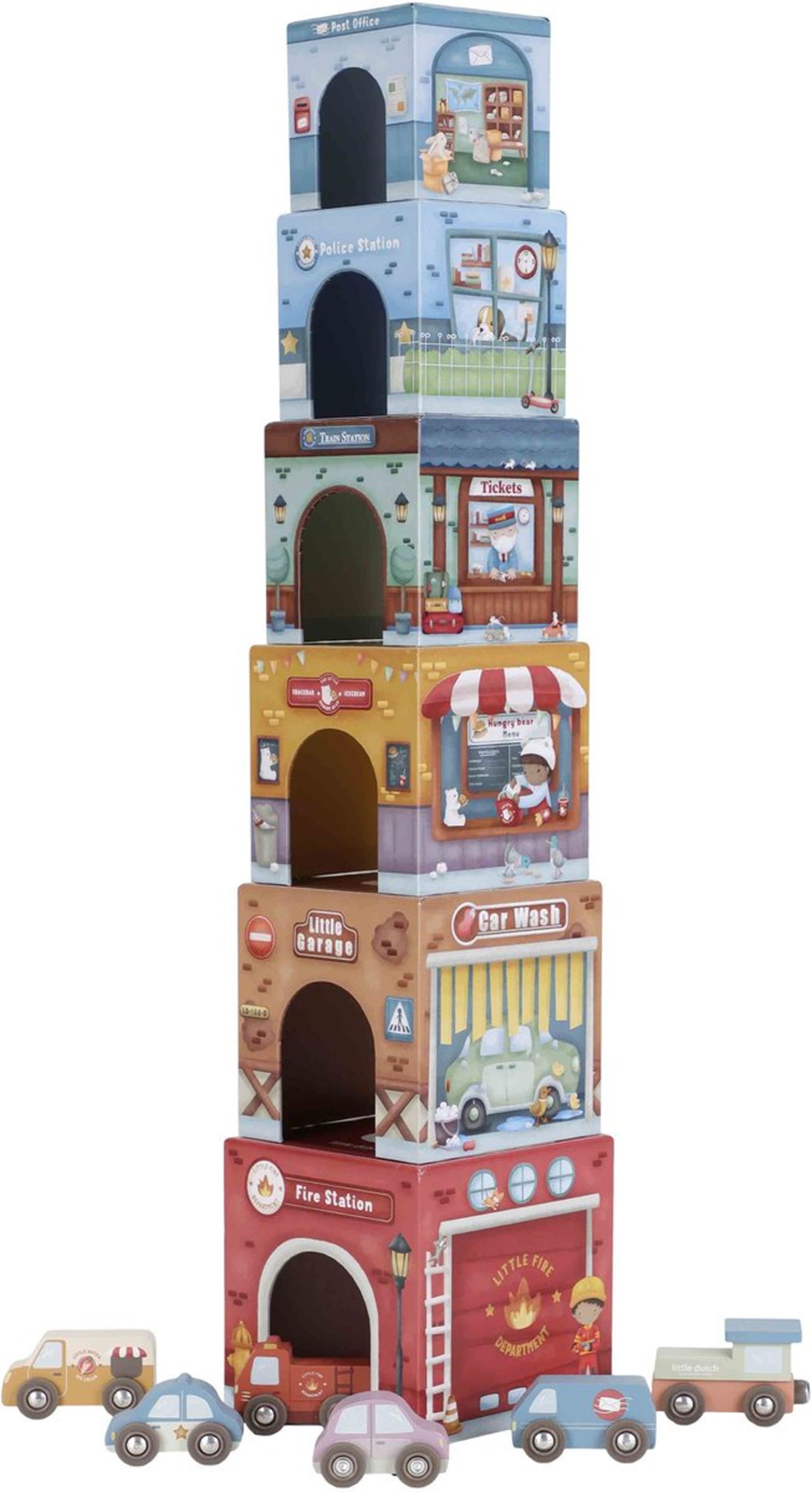 Little dutch stapeltoren inclusief 6 auto’s – hout fsc