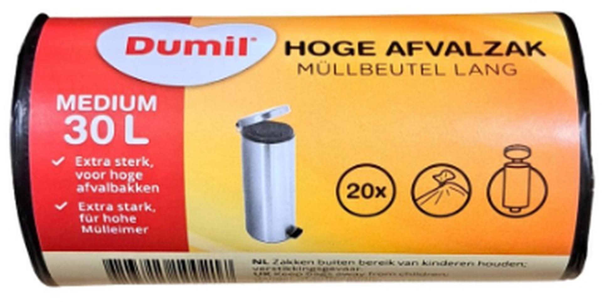 Dumil Abfallbeutel mit Tensileband hoch 30 Liter 20 Stücke
