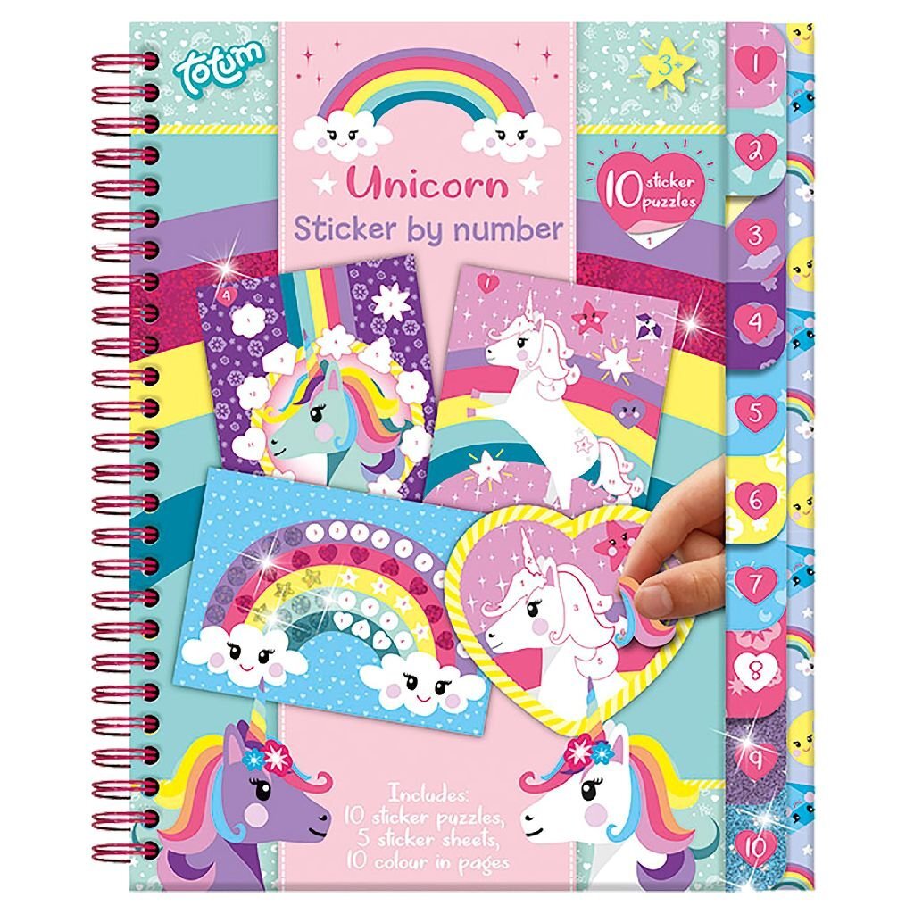 Totum stickerboek stickeren op nummer eenhoorn