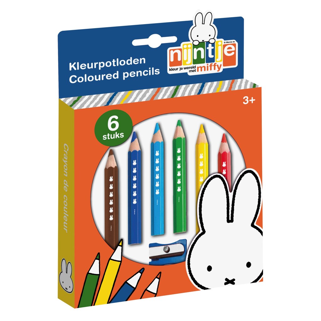 Bambolino Toys Miffy Buntstifte, 6 Stück + Anspitzer