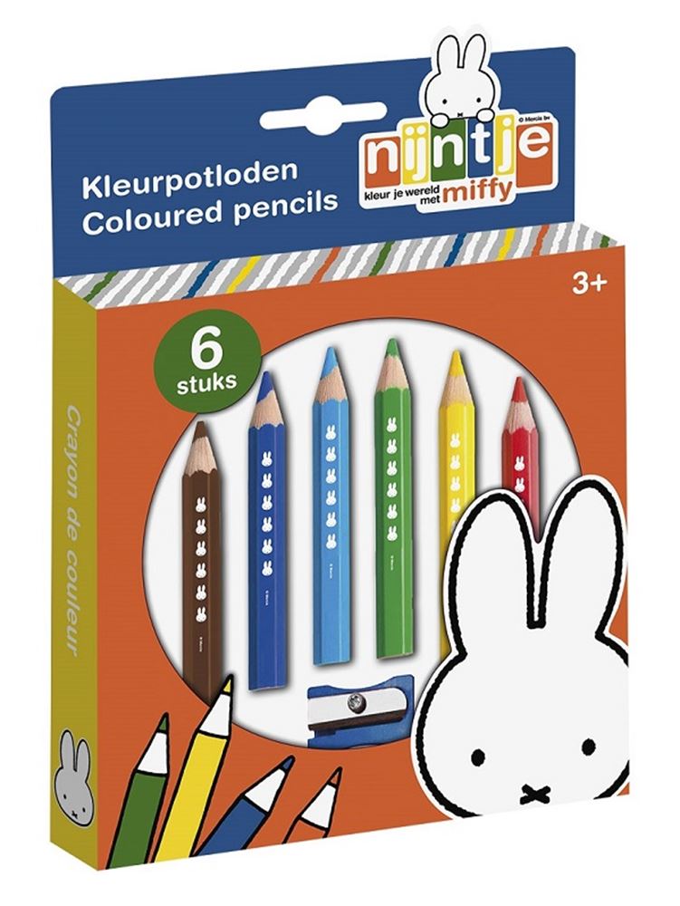 Bambolino Toys Miffy Buntstifte, 6 Stück + Anspitzer