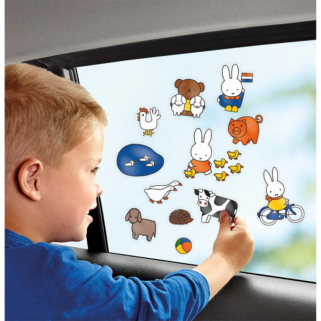 Totum nijntje raamstickers, niet permanente verplaatsbare stickers met speelachtergrond - educatief speelgoed junior vanaf 3 jaar - bambolino toys