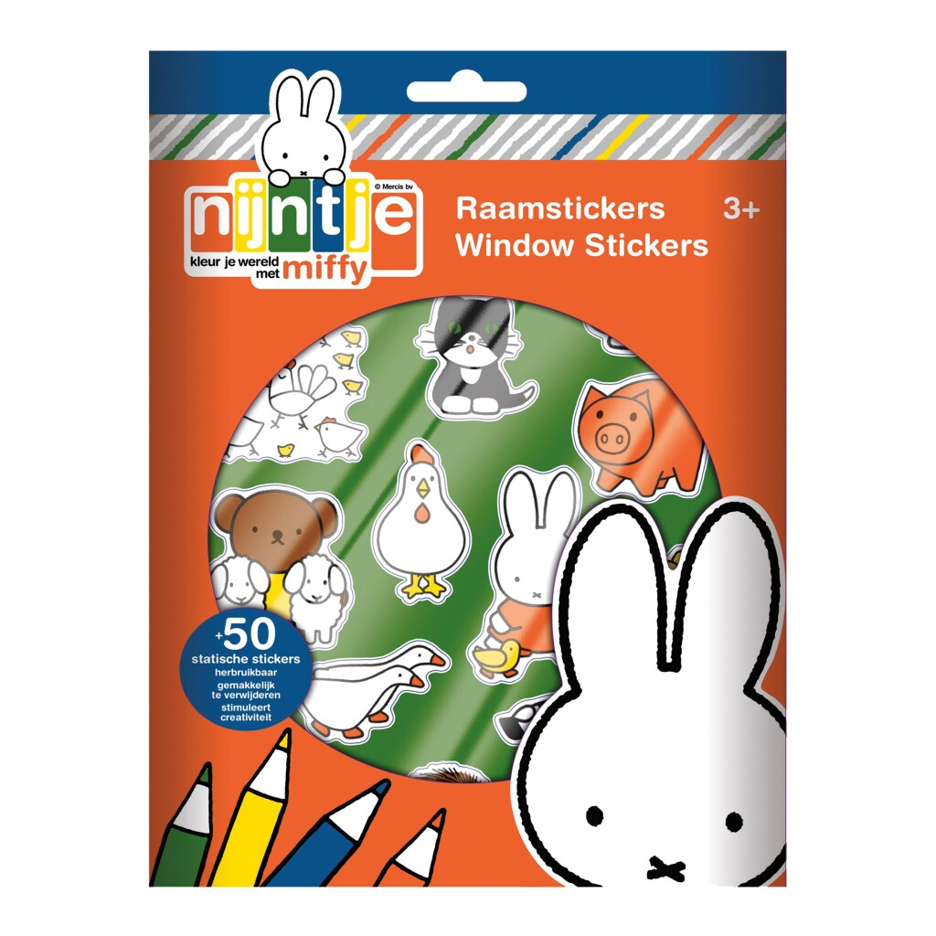 Totum nijntje raamstickers, niet permanente verplaatsbare stickers met speelachtergrond - educatief speelgoed junior vanaf 3 jaar - bambolino toys