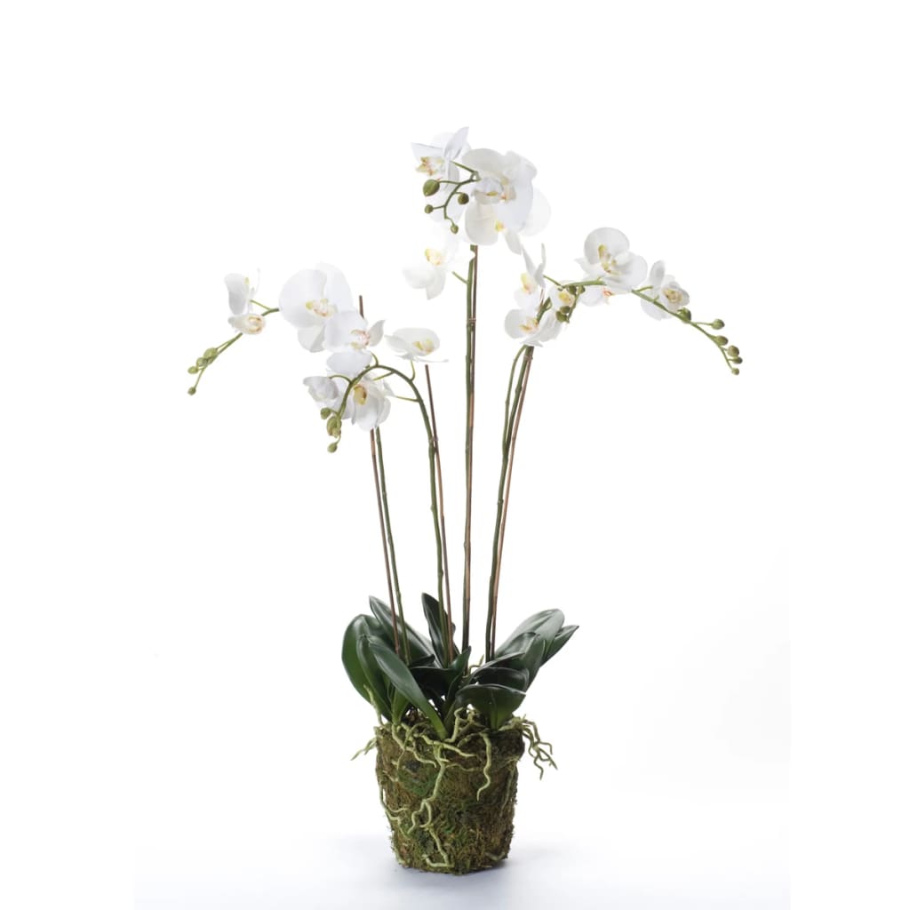 Smaragdgrüne künstliche Orchidee mit Moos, weiß, 90 cm, 20,355