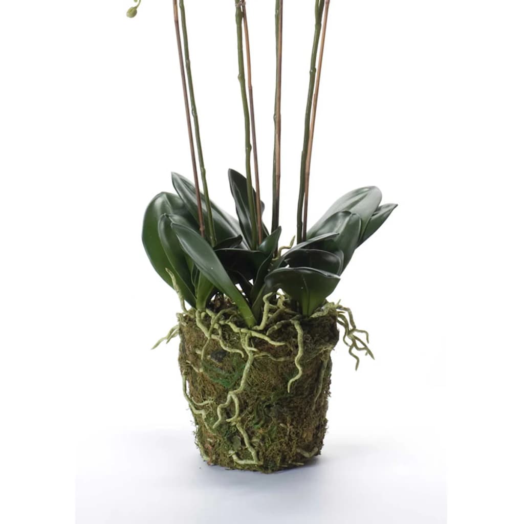 Smaragdgrüne künstliche Orchidee mit Moos, weiß, 90 cm, 20,355