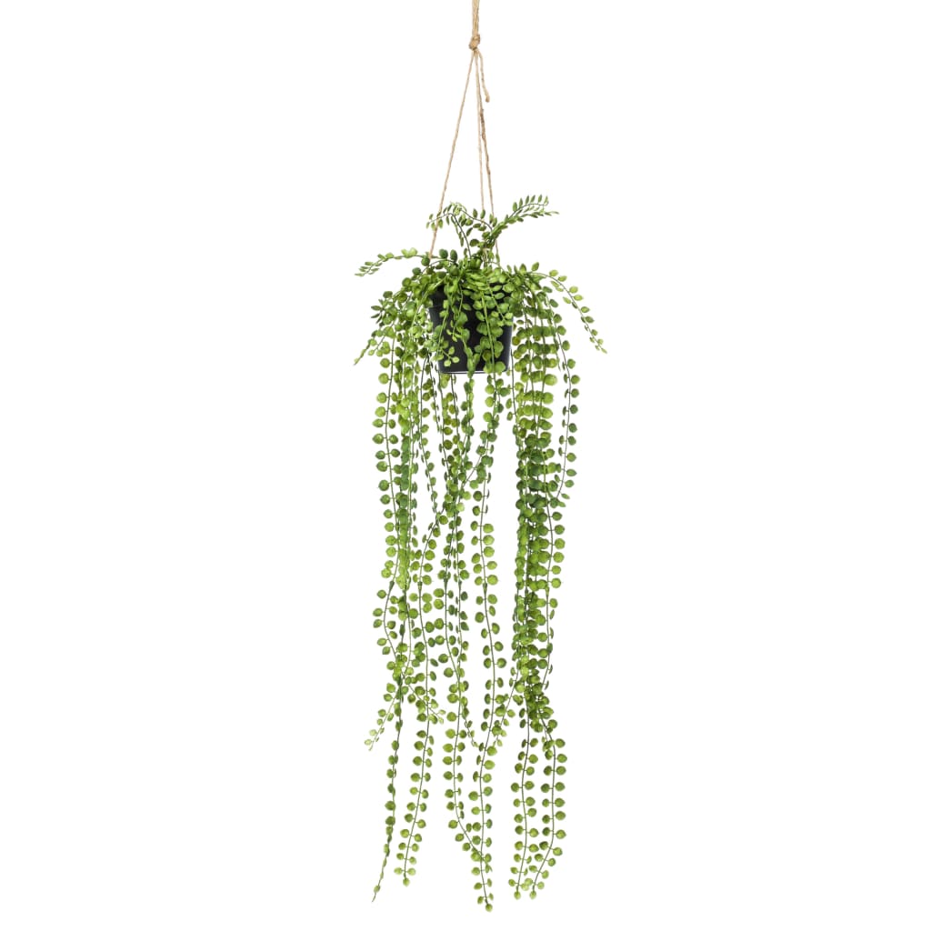 Smaragdgrüne künstliche Hängepflanze im Topf, Ficus pumila, 60 cm